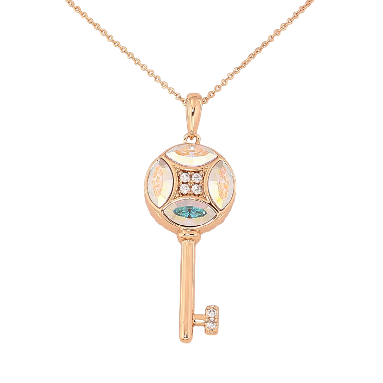 Кулон Xuping колір 18K з кр-ми Swarovski на ланцюжку "Ключик із кристалами АВ" дл. 39-44см х 1мм фото №1