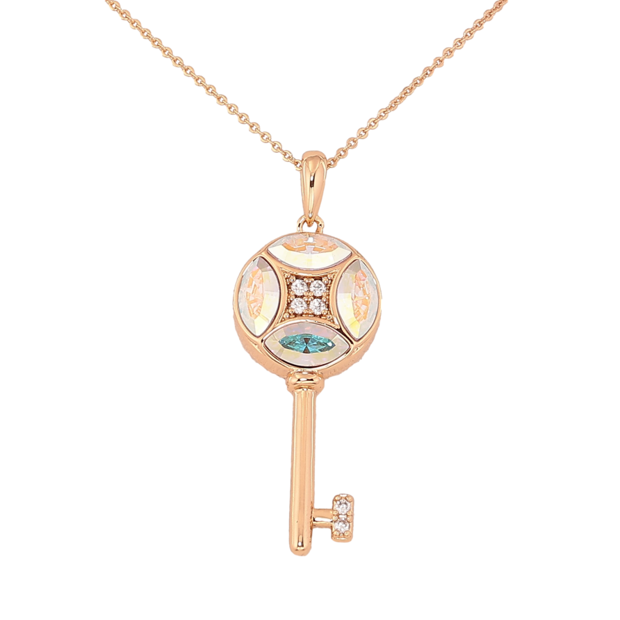 Кулон Xuping колір 18K з кр-ми Swarovski на ланцюжку "Ключик із кристалами АВ" дл. 39-44см х 1мм фото №1