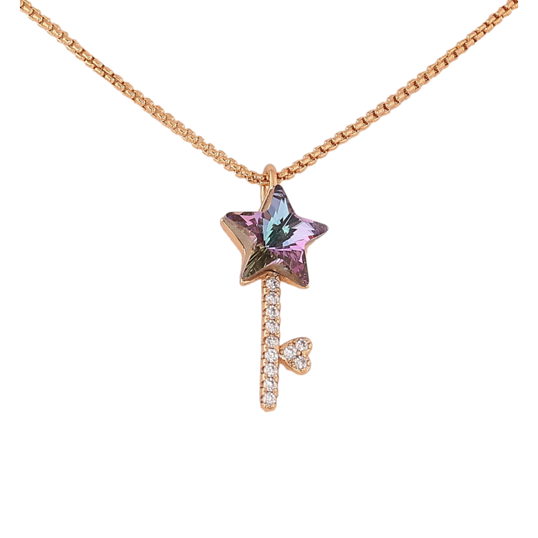 Кулон Xuping колір 18K з кр-ми Swarovski на ланцюжку "Ключик кристал Paradise Shine" дл. 40-45см х 1мм фото №1