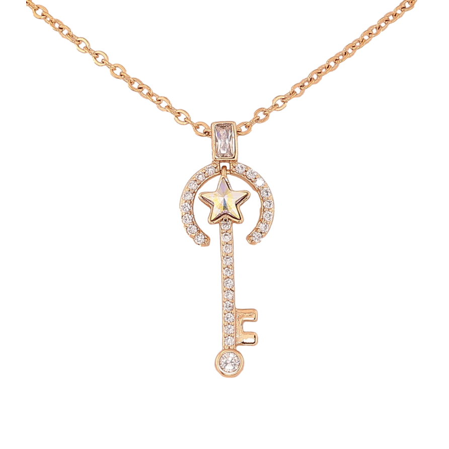 Кулон Xuping колір 18K з кр-ми Swarovski на ланцюжку "Ключик з кристалом АВ" довжина 40-45см х 1мм фото №1