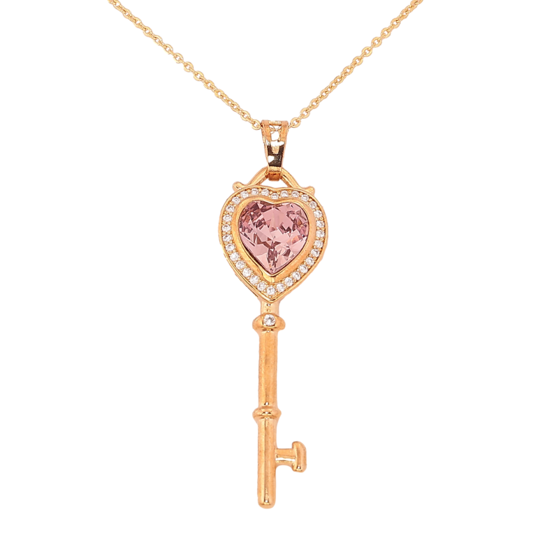 Кулон Xuping колір 18K з кр-ми Swarovski на ланцюжку "Ключик з кристалом Rose" довжина 40-45см х 1мм фото №1
