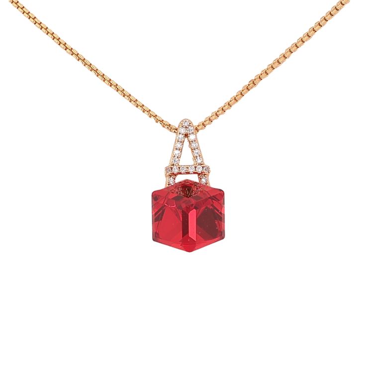 Кулон Xuping колір 18K з кр-ми Swarovski на ланцюжку "Літера А з кристальним кубом Siam" довжина 39-44см х 1мм фото №23