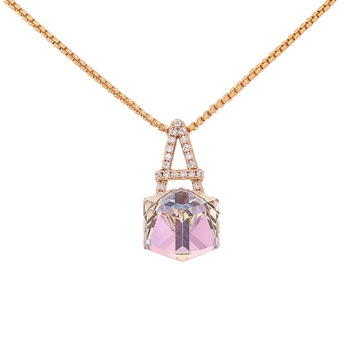 Кулон Xuping колір 18K з кр-ми Swarovski на ланцюжку "Літера А з кристальним кубом Smoky Mauve" довжина 40-45см х 1мм фото №21