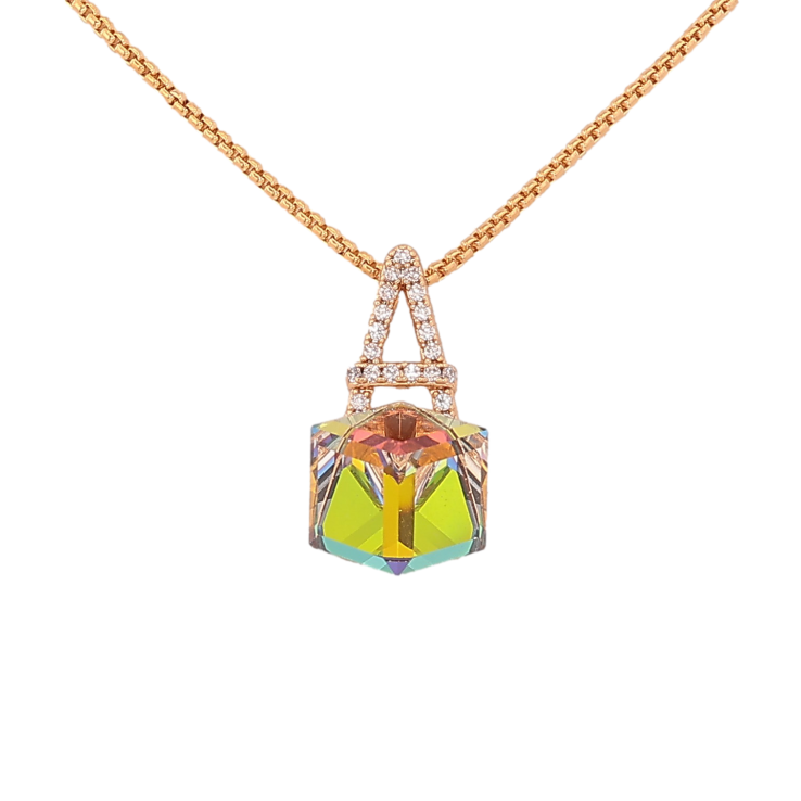 Кулон Xuping колір 18K з кр-ми Swarovski на ланцюжку "Літера А з кристальним кубом Vitrail Medium" довжина 40-45см х 1мм фото №22