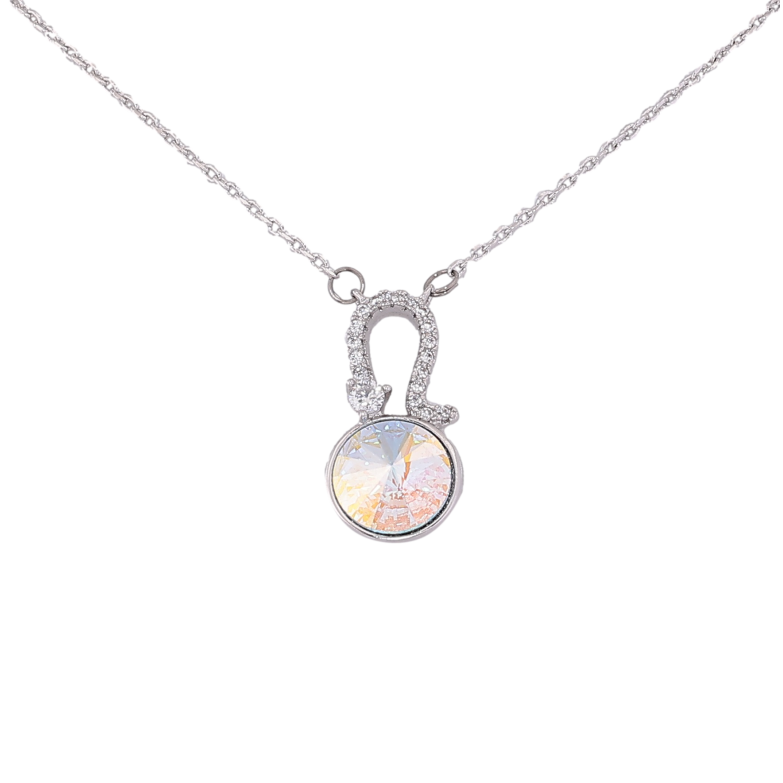 Кулон Xuping колір Родій із кр-ми Swarovski на ланцюжку "Кристал АВ знак Зодіаку Лев" дл. 42,5-47см х 1мм фото №1