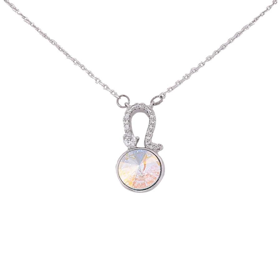 Кулон Xuping колір Родій із кр-ми Swarovski на ланцюжку "Кристал АВ знак Зодіаку Лев" дл. 42,5-47см х 1мм фото №1