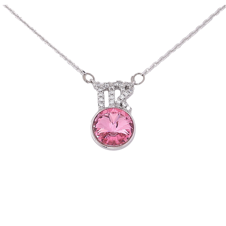 Кулон Xuping колір Родій з кр-ми Swarovski на ланцюжку "Кристал Rose знак Зодіаку Діва" дл. 42,5-47см х 1мм фото №1