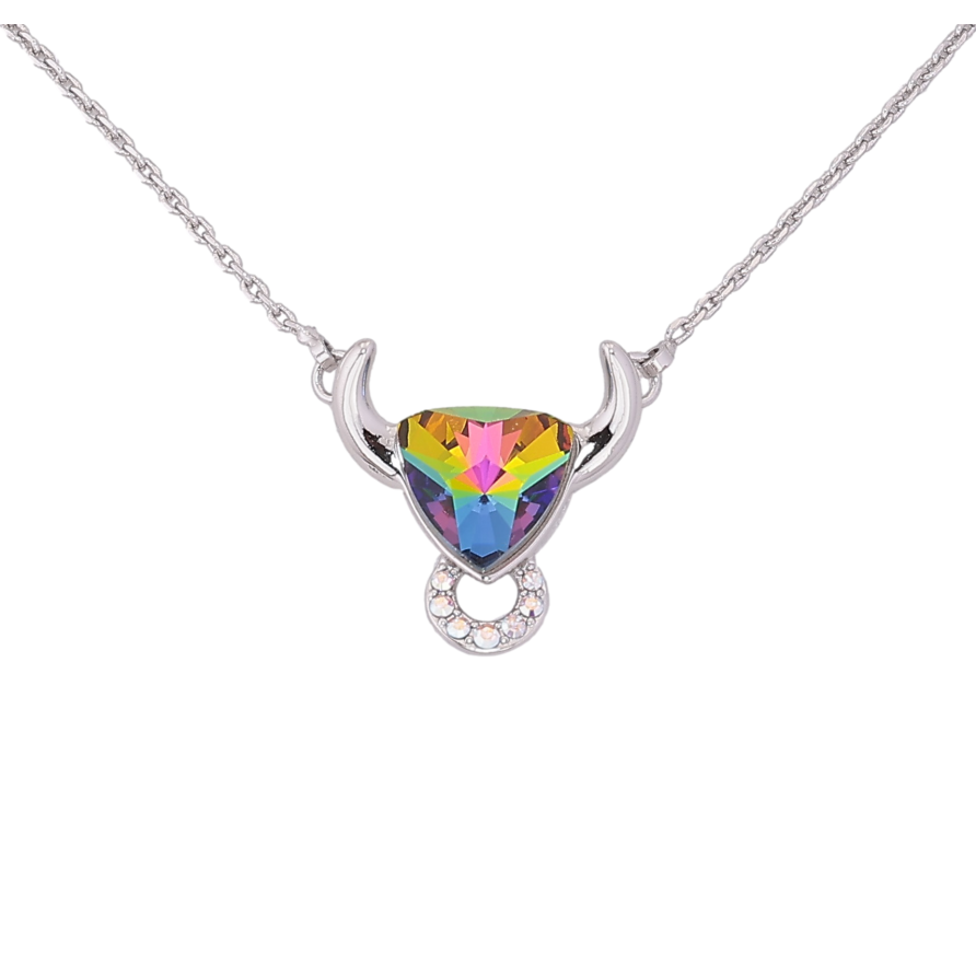 Кулон Xuping колір Родій з кр-ми Swarovski на ланцюжку "Телець із кристалом Vitrail Medium" дл. 44-49см х 1мм фото №1 Кулон Xuping колір Родій з кр-ми Swarovski на ланцюжку "Телець із кристалом Vitrail Medium" дл. 44-49см х 1мм фото №1