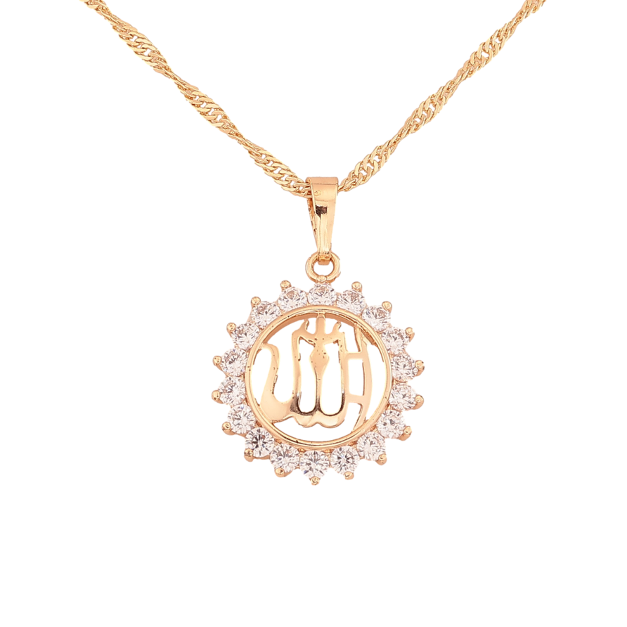 Кулон на ланцюжку Xuping M&L колір 18K "Мусульманська підвіска з написом Аллах" довжина 44см х 2мм фото №1 Кулон на ланцюжку Xuping M&L колір 18K "Мусульманська підвіска з написом Аллах" довжина 44см х 2мм фото №1