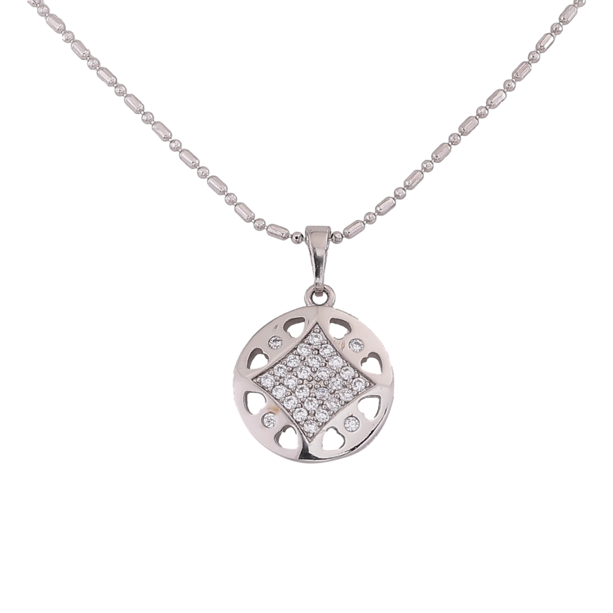 Кулон на ланцюжку Xuping M&L колір Родій "Декоративна підвіска з кристалами" довжина 45см х 2мм фото №1