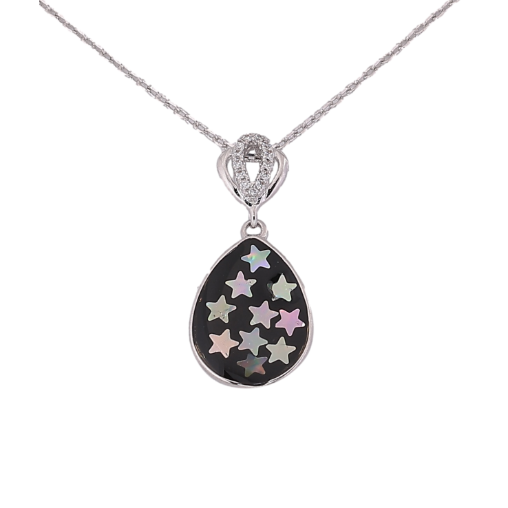 Кулон на ланцюжку Xuping колір Родій "Крапля з блискітками та емаллю" розмір 40-45см х 1мм фото №18