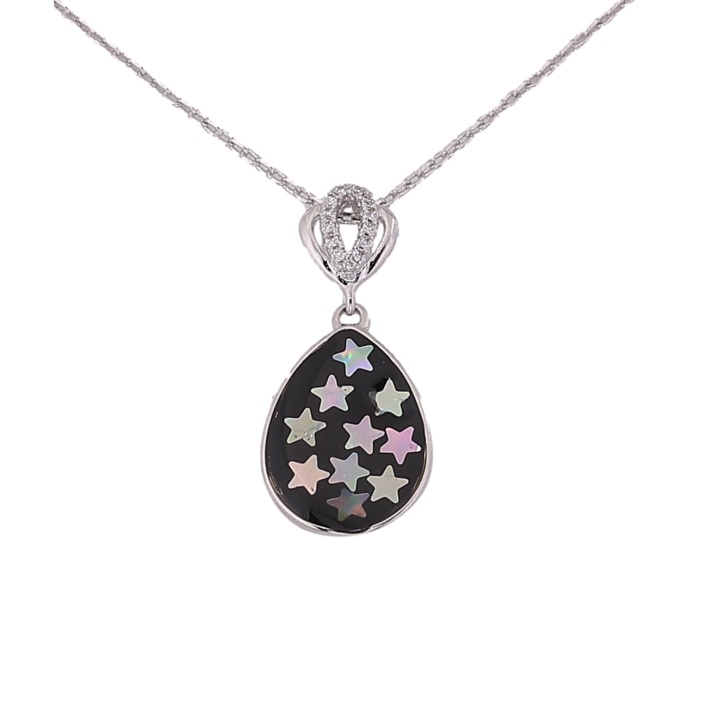 Кулон на ланцюжку Xuping колір Родій "Крапля з блискітками та емаллю" розмір 40-45см х 1мм фото №1 Кулон на ланцюжку Xuping колір Родій "Крапля з блискітками та емаллю" розмір 40-45см х 1мм фото №1