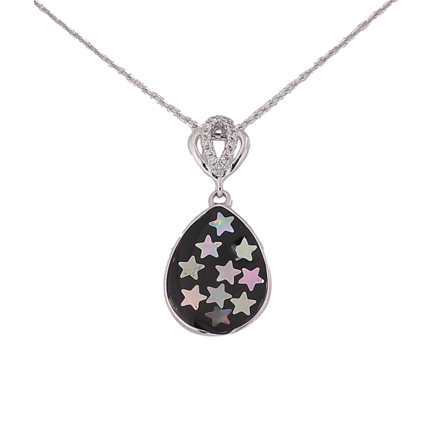 Кулон на ланцюжку Xuping колір Родій "Крапля з блискітками та емаллю" розмір 40-45см х 1мм фото №1 Кулон на ланцюжку Xuping колір Родій "Крапля з блискітками та емаллю" розмір 40-45см х 1мм фото №1