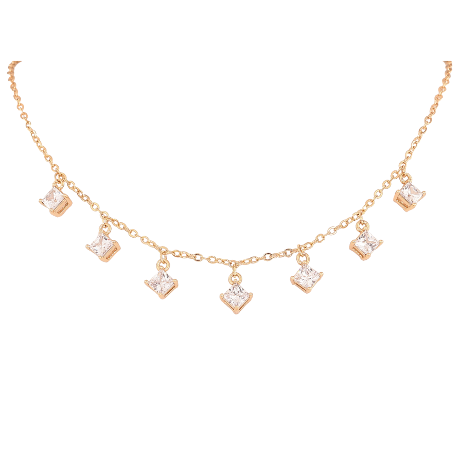 Колье Xuping цвет Позолота 18К "Кристальные подвески" длина 42-46см х 2мм фото №1