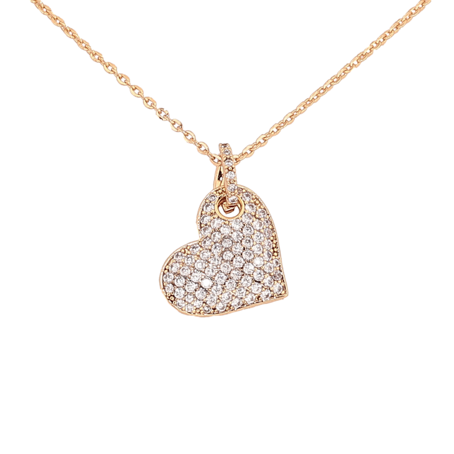 Кулон на ланцюжку Xuping колір Позолота 18К "Серце з інкрустацією кристалами" довжина 41-46см х 1.5мм фото №1