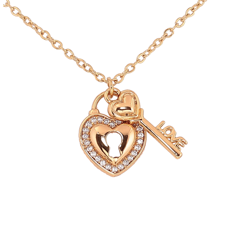Кулон на цепочке Xuping цвет Позолота 18К "Сердечко с ключиком" длина 42-47см х 2мм фото №1