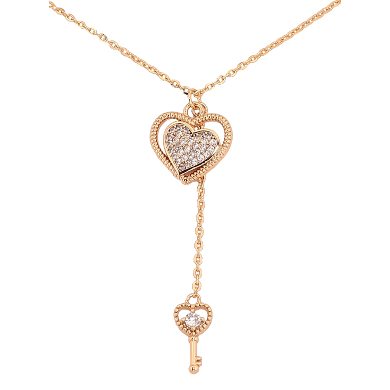 Кулон на цепочке Xuping цвет Позолота 18К "Сердечко с ключиком" длина 41-46см х 1.5мм фото №1