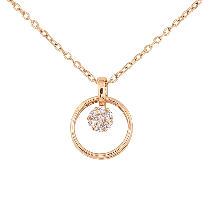 Кулон на ланцюжку Xuping колір Позолота 18К "Кристал у кільці" довжина 43-46см х 1.5мм фото №1 Кулон на ланцюжку Xuping колір Позолота 18К "Кристал у кільці" довжина 43-46см х 1.5мм фото №1