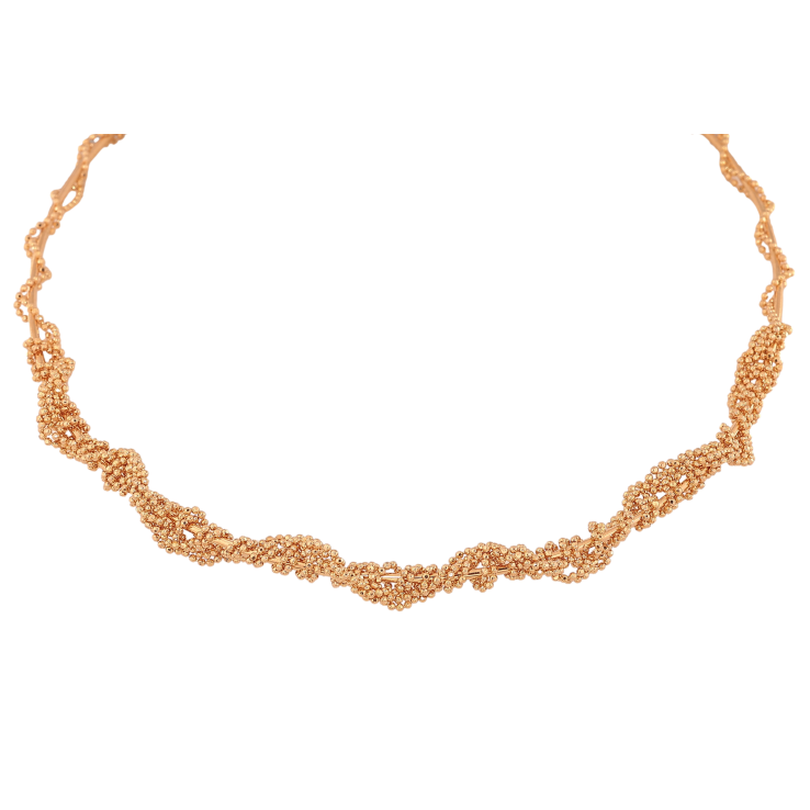 Кольє Xuping колір Позолота 18K "Жорсткий шнур з переплетеними ланцюжками" ø 12см+3,5см х 5-8мм фото №24