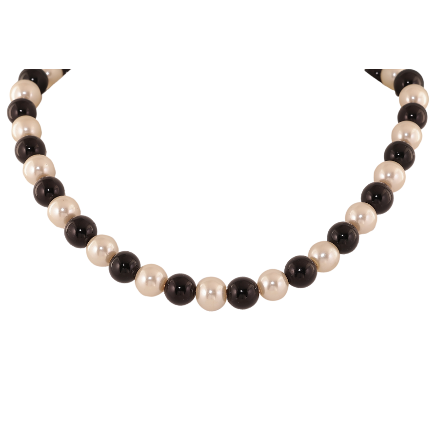 Намисто "Нитка чорно-білих намистин" довжина 39см х 8мм фото №1