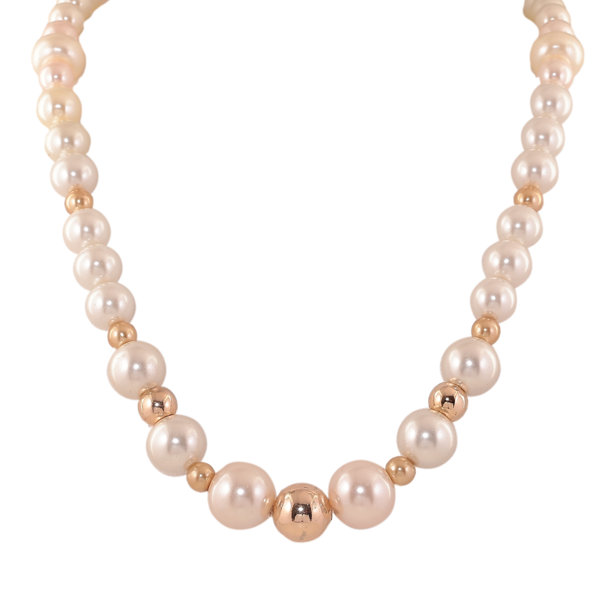 Намисто "Нитка перлово-золотистих намистин" довжина 47-52см х 6-14мм фото №1