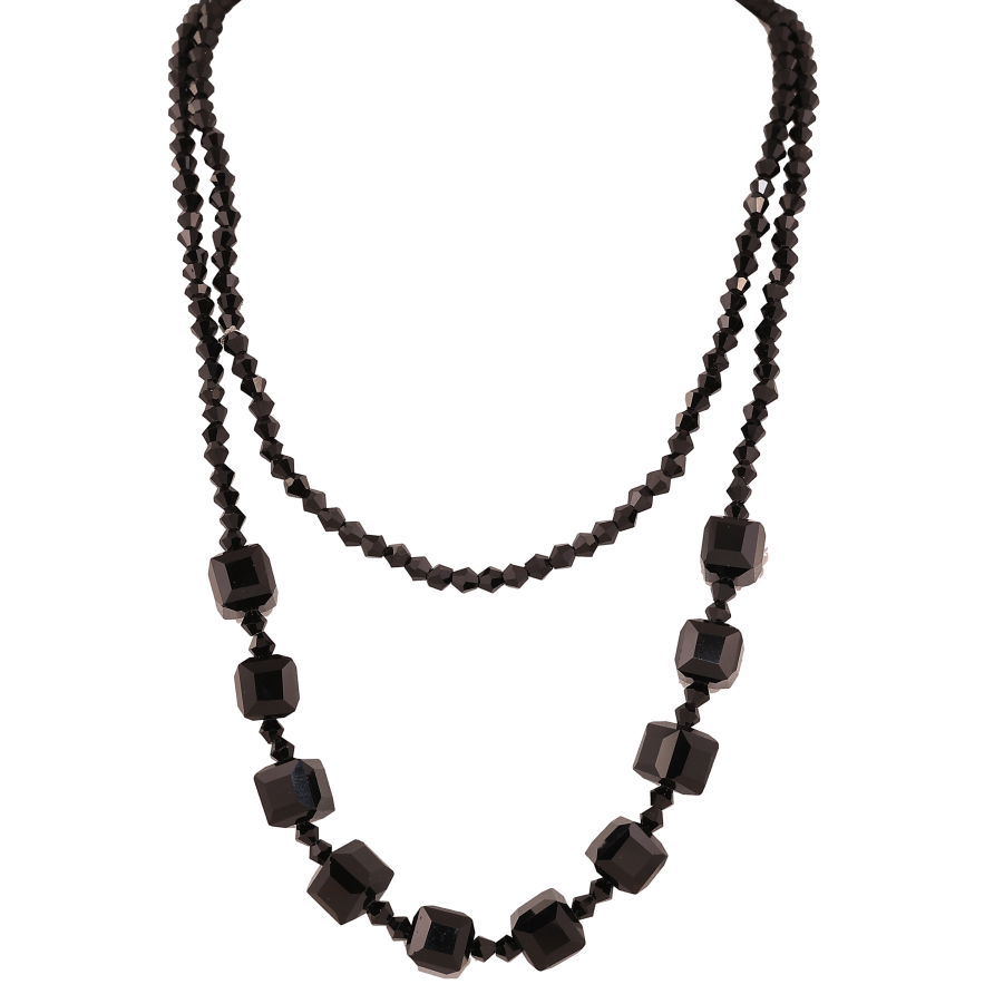 Намисто на резинці "Візерунок з чорних намистин" довжина 104см х 4-10мм фото №1 Намисто на резинці "Візерунок з чорних намистин" довжина 104см х 4-10мм фото №1