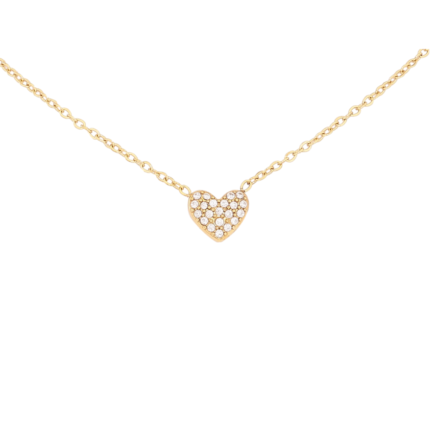 Подвеска на цепочке Нержавеющая сталь "Сердечко с кристаллами" длина 42-47см х 1мм фото №1