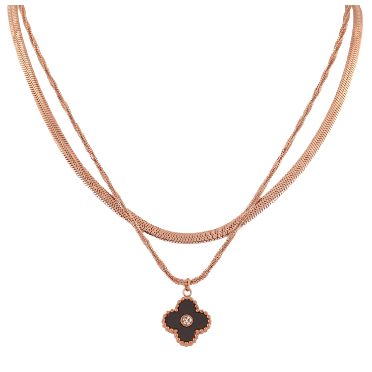 Підвіска на ланцюжку Нержавіюча сталь "Два ланцюжки з підвіскою конюшина" довжина 41-45см х 3мм, 2мм фото №16