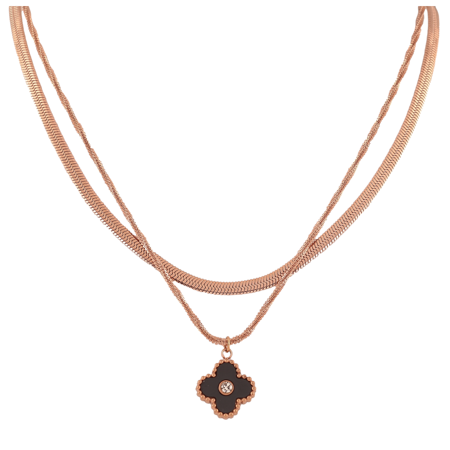 Подвеска на цепочке Нержавеющая сталь "Две цепочки с подвеской клевер" длина 41-45см х 3мм, 2мм фото №1