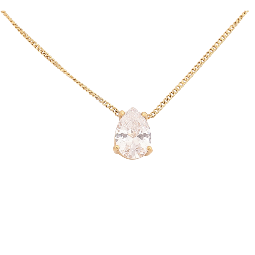 Підвіска на ланцюжку Нержавіюча сталь "Кристальна крапелька" довжина 42-47см х 1.5мм фото №1