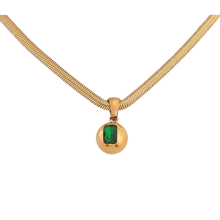 Підвіска на ланцюжку Нержавіюча сталь "Куля з зеленим кристалом" довжина 41-46см х 3мм фото №10 Підвіска на ланцюжку Нержавіюча сталь "Куля з зеленим кристалом" довжина 41-46см х 3мм фото №10