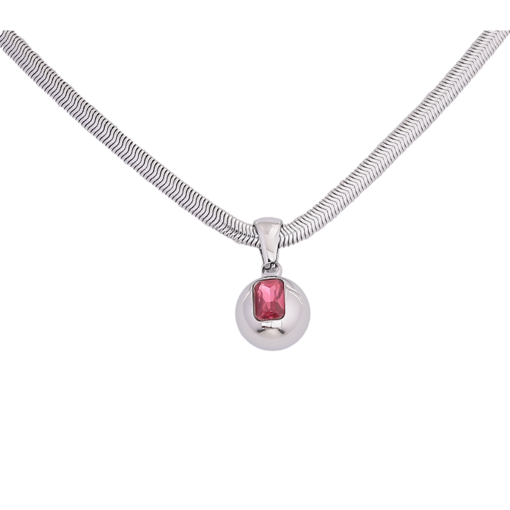 Підвіска на ланцюжку Нержавіюча сталь "Куля з рожевим кристалом" довжина 41-46см х 3мм фото №15