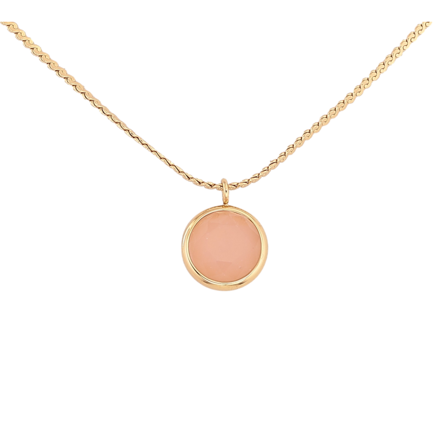 Підвіска на ланцюжку Нержавіюча сталь "Персиковий кристал, ø 10мм" довжина 41-46см х 1мм фото №1 Підвіска на ланцюжку Нержавіюча сталь "Персиковий кристал, ø 10мм" довжина 41-46см х 1мм фото №1