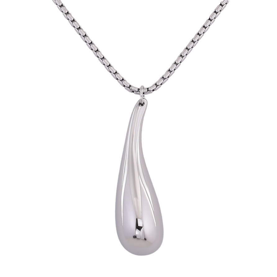 Подвеска на цепочке Нержавеющая сталь "Капелька" длина 61-66см х 2мм фото №1