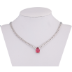 Підвіска на ланцюжку Нержавіюча сталь "Ланцюжок з рожевою кристальною крапелькою" довжина 40-45см х 4мм фото №2