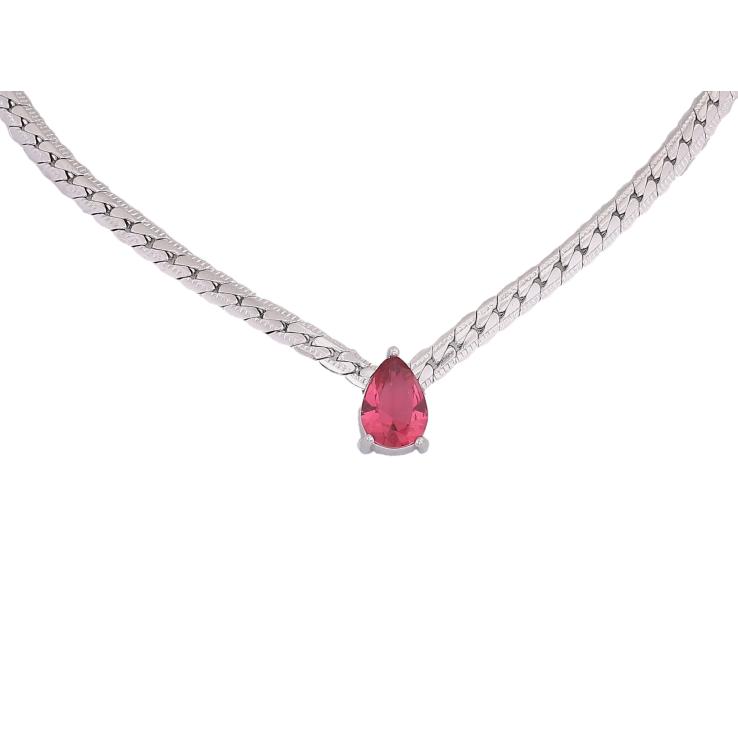 Підвіска на ланцюжку Нержавіюча сталь "Ланцюжок з рожевою кристальною крапелькою" довжина 40-45см х 4мм фото №19