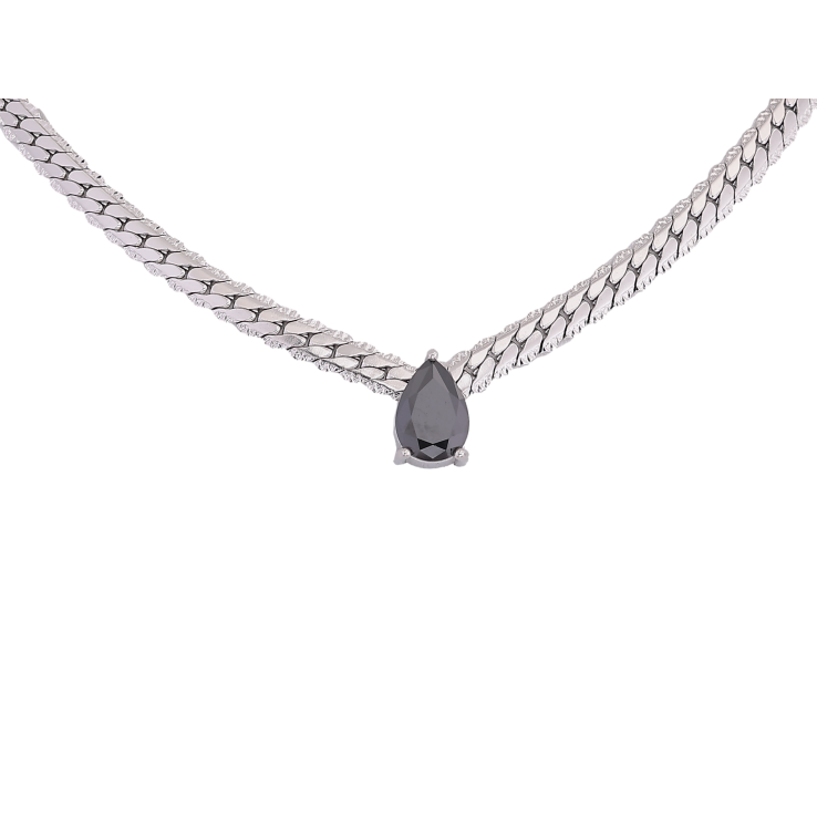 Підвіска на ланцюжку Нержавіюча сталь "Ланцюжок з чорною кристальною крапелькою" довжина 40-45см х 4мм фото №18