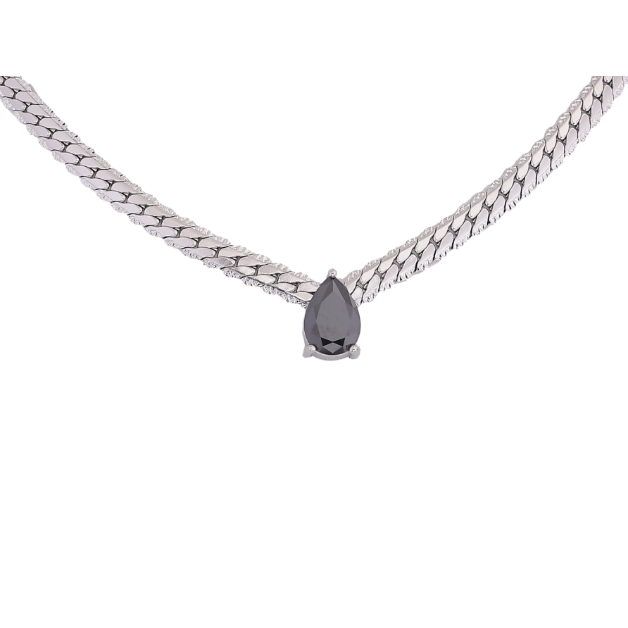 Підвіска на ланцюжку Нержавіюча сталь "Ланцюжок з чорною кристальною крапелькою" довжина 40-45см х 4мм фото №1
