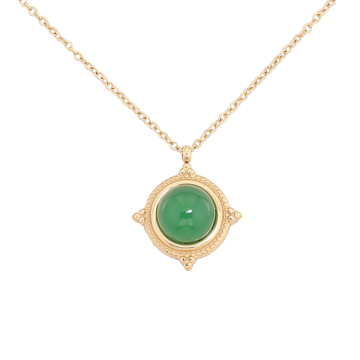 Підвіска на ланцюжку Нержавіюча сталь "Візерунок із зеленою вставкою" довжина 41-46см х 1мм фото №11 Підвіска на ланцюжку Нержавіюча сталь "Візерунок із зеленою вставкою" довжина 41-46см х 1мм фото №11