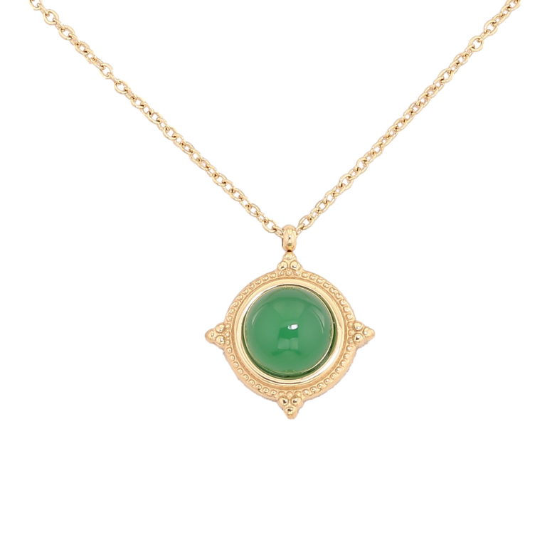 Підвіска на ланцюжку Нержавіюча сталь "Візерунок із зеленою вставкою" довжина 41-46см х 1мм фото №17