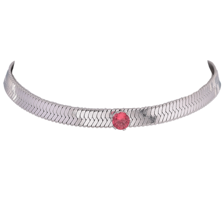 Підвіска на ланцюжку Нержавіюча сталь "Ланцюжок з рожевим кристалом" довжина 36-41см х 5мм фото №25