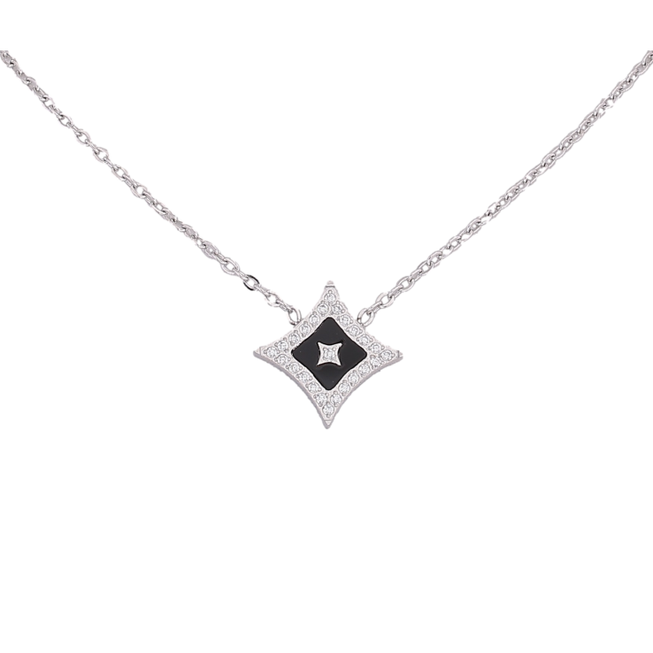 Підвіска на ланцюжку Нержавіюча сталь "Ромб з кристалами та чорною вставкою" довжина 42-47см х 1мм фото №13 Підвіска на ланцюжку Нержавіюча сталь "Ромб з кристалами та чорною вставкою" довжина 42-47см х 1мм фото №13