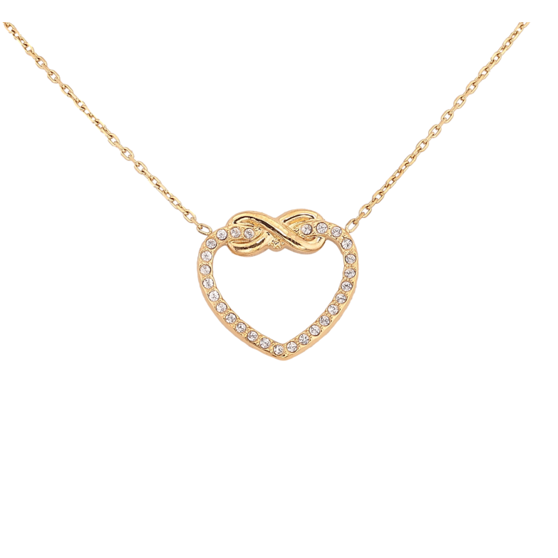 Підвіска на ланцюжку Нержавіюча сталь "Серце з кристалами" довжина 42-47см х 1мм фото №3