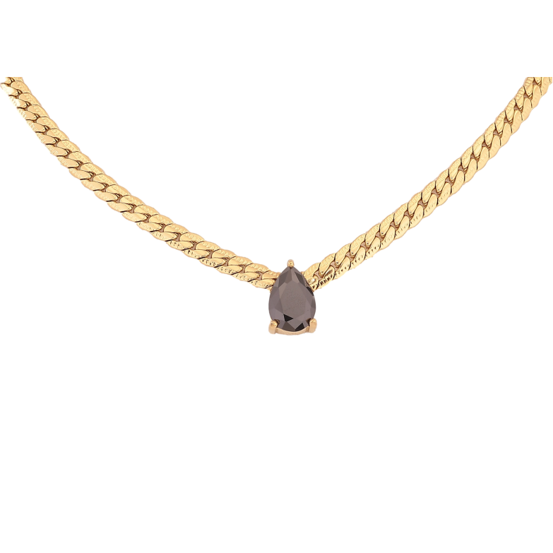 Підвіска на ланцюжку Нержавіюча сталь "Чорна кристальна крапелька" довжина 41-46см х 4мм фото №15