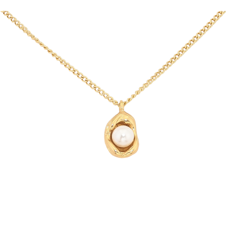 Підвіска на ланцюжку Нержавіюча сталь "Перлина в декоративній оправі" довжина 41-46см х 1.5мм фото №1