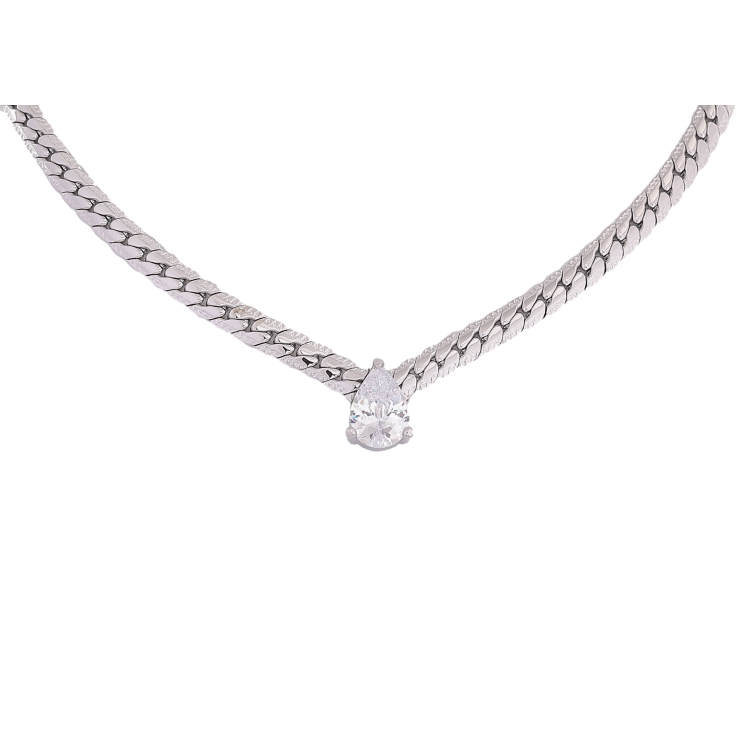 Підвіска на ланцюжку Нержавіюча сталь "Ланцюжок з кристальною крапелькою" довжина 40-45см х 4.5мм фото №20