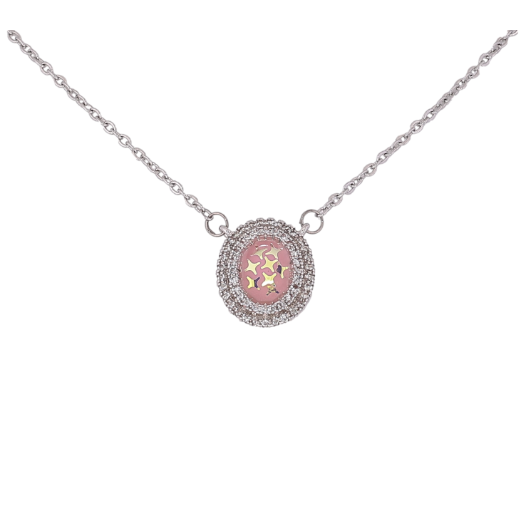 Підвіска на ланцюжку Xuping колір Родій "Блискітки з емаллю в обрамленні кристалів" розмір 43-48см х 1мм фото №17