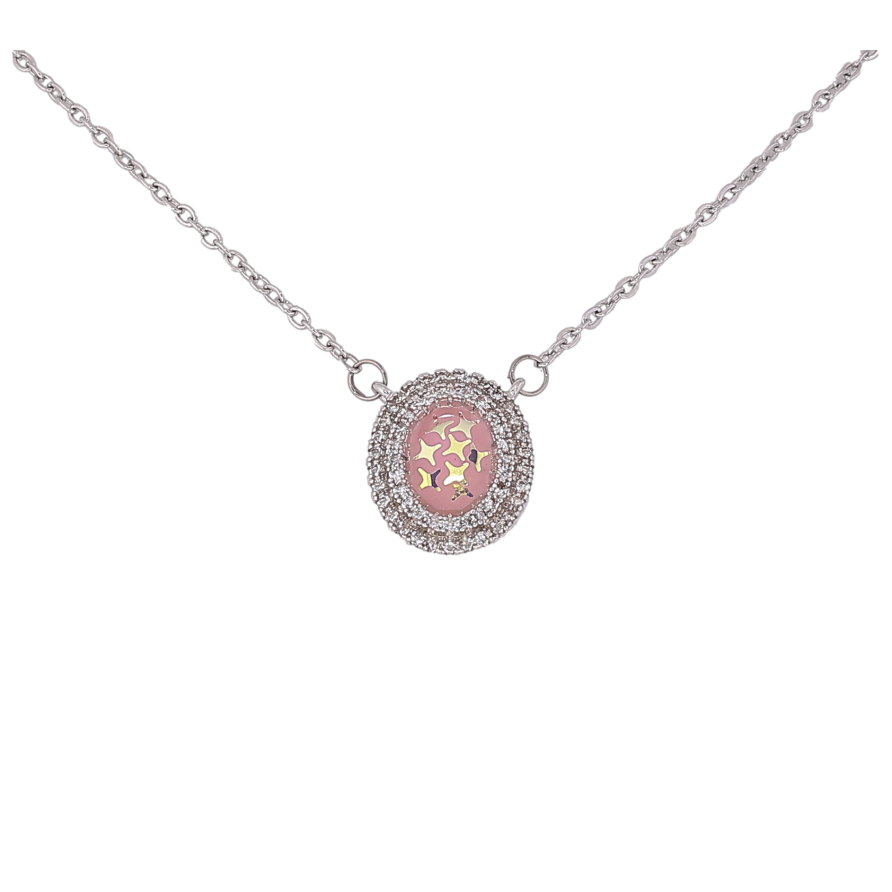 Підвіска на ланцюжку Xuping колір Родій "Блискітки з емаллю в обрамленні кристалів" розмір 43-48см х 1мм фото №1 Підвіска на ланцюжку Xuping колір Родій "Блискітки з емаллю в обрамленні кристалів" розмір 43-48см х 1мм фото №1