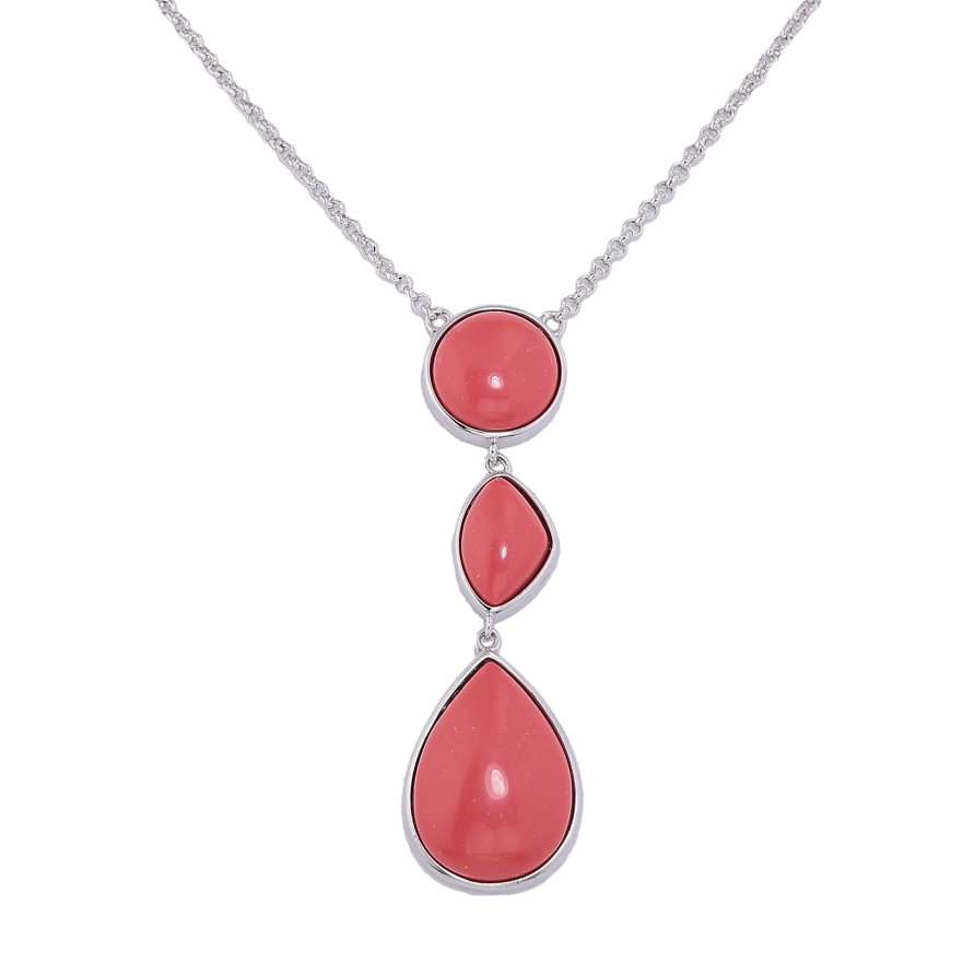 Підвіска на ланцюжку Xuping колір Родій "Фігурна червона підвіска" розмір 48-53см х 2мм фото №1