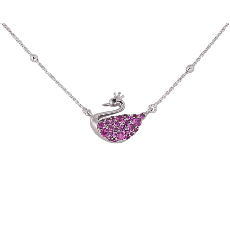 Підвіска на ланцюжку Xuping колір Родій "Лебідь з малиновими кристалами" розмір 40-45см х 1мм фото №21